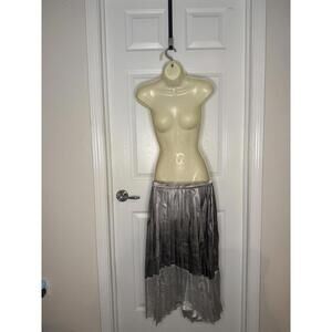 Topshop Silver Metallic Pleated Midi Skirt NWT Tags EUR 38 US 6 UK 10